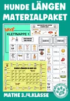 Vorschau - Spiele - Materialpaket Hunde Längen cm m km Mathe 3.Klasse 4. Klasse Stationen - Deckblatt