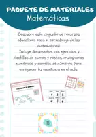 Vista previa - Hojas de trabajo - Paquete de materiales Matemáticas - Portada