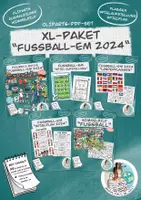 Vorschau - Stationenlernen - XL-Material-Bundle / Cliparts / Poster / Ausmalbilder / Wimmelbild "Fussball EM 2024" - Deckblatt