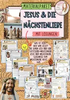 Vorschau - Arbeitsblätter - Materialpaket Jesus und Nächstenliebe / Liebe Gott / Gleichnisse / Nächstenliebe heute mit Lösung (Klasse 5/6/7) - Deckblatt