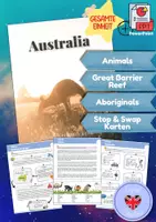 Vorschau - Arbeitsblätter - Australia - Gesamte Einheit (Animals, Great Barrier Reef, Aboriginals, Quiz, Stop & Swap Karten...) - Deckblatt