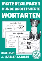Vorschau - Arbeitsblätter - Materialpaket Wortarten Nomen Verben Adjektive Hunde Arbeitshefte Deutsch 2.Klasse - Deckblatt