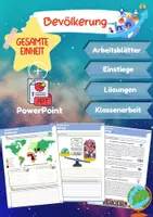 Vorschau - Arbeitsblätter - Bevölkerung - Gesamte Einheit mit Klassenarbeit (Arbeitsblätter & PowerPoint) - Deckblatt