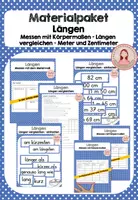 Vorschau - Arbeitsblätter - Materialpaket - Längen - Körpermaße - Längen vergleichen - Meter und Zentimeter - Deckblatt