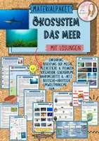 Vorschau - Unterrichtsreihen - Materialpaket Ökosystem Meer / Ozeane / Meerestiere / Nahrungsketten uvm. mit Lösung (Klasse 7/8/9) - Deckblatt