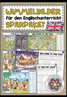Vorschau - Arbeitsblätter - WIMMELBILDER für den Englischunterricht + Aufgaben - SPARPAKET (wachsendes Paket) - Deckblatt