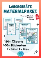Vorschau - Spiele - Laborgeräte - 120 Cliparts, 100 Bildkarten & 7 Rätsel - Deckblatt