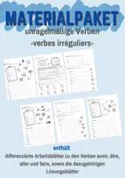 Vorschau - Arbeitsblätter - Materialpaket unregelmäßige Verben avoir, être, aller, faire - Deckblatt