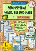 Vorschau - Unterrichtsreihen - XL Materialpaket verschiede Ökosysteme Wald, See und Meer mit Lösung (Klasse 6/7/8/9) - Deckblatt