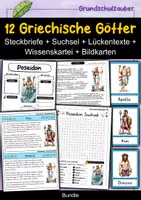 Vorschau - Arbeitsblätter - Griechische Götter Bundle - Suchsel, Steckbriefe, Lückentexte, Wissenskartei, Bildkarten - Materialpaket - Deckblatt