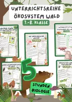 Vorschau - Stundenentwürfe - Materialpaket Ökosystem Wald | 5 sorglos Stunden Wald, Stockwerke, des Waldes, Nische, Pflanzenzelle, Wald - Deckblatt
