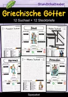 Vorschau - Spiele - 24 Griechische Götter = 12 Suchsel + 12 Steckbriefe Materialpaket Sparpaket - Deckblatt