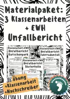 Vorschau - Arbeitsblätter - Materialpaket - Unfallbericht 3 Klassenarbeiten+EWH - Deckblatt