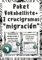 Vorschau - Spiele - Paket Vokabel und 2 Kreuzworträtsel zum Thema „inmigración, emigración, España” - Deckblatt