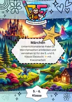 Vorschau - Unterrichtsreihen - Unterrichtsmaterial-Paket 📚 Märchen (Erzählungen) entdecken und verstehen 🏰 ✨ mit Klassenarbeiten - Deckblatt