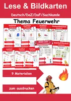 Vorschau - Arbeitsblätter - Materialpaket Feuerwehr / Lesekarten & Bildkarten - DaZ/DaF, Deutsch, Sachunterricht (Grundschule) - Deckblatt