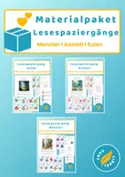 Vorschau - Spiele - Materialpaket 3 Lesespaziergänge Monster Axolotl Eulen differenziert + Zusatz - Deckblatt
