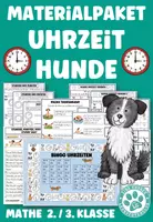 Vorschau - Spiele - Materialpaket Uhrzeit Zeitspannen Hundeklasse Mathe 2. Klasse 3. Klasse - Deckblatt
