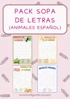 Vista previa - Juegos / Gamificación - Pack sopa de letras (animales) - Portada