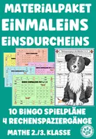 Vorschau - Spiele - Materialpaket Einmaleins Einsdurcheins Hunde Bingo Rechenspaziergang Mathe 2. Klasse - Deckblatt