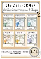 Vorschau - Arbeitsblätter - Materialpaket Zeitformen : Präsens, Perfekt, Präteritum, Plusquamperfekt, Futur 1 und Futur 2 (Merkblätter, Arbeitsblätter und Lösungen) - Deckblatt