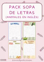 Vista previa - Juegos / Gamificación - Pack sopa de letras (animales en inglés) - Portada