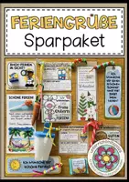 Vorschau - Mal- und Bastelvorlagen - FERIENGRÜßE - Sparpaket (wachsendes Paket) - Deckblatt