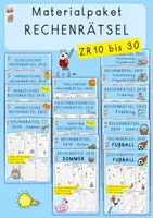 Vorschau - Arbeitsblätter - ZR10 bis 30, Rechenrätsel, Rechengitter, Grundrechenarten, Materialpaket - Deckblatt