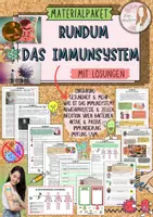 Vorschau - Unterrichtsreihen - Materialpaket rundum das Immunsystem / Bakterien / Viren / Impfung /Antibiotika / aktive und passive Immunisierung / Autoimmunerkrankung mit Lösung (Klasse 8 9 10) - Deckblatt