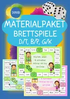 Vorschau - Spiele - Materialpaket "D/T, B/P, G/K" - Brettspiele zum Üben von Wörtern mit harte und weiche Konsonanten D/T, B/P und G/K am Anfang, Mitte und Ende - Deckblatt