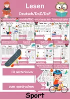 Vorschau - Arbeitsblätter - Materialpaket Lesen Sport/Sportarten - DaZ/DaF, Deutsch, Sachunterricht - Deckblatt