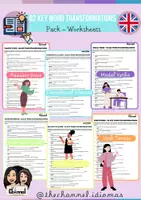 Aperçu - Feuilles d'exercices - B2 KEY WORD TRANSFORMATIONS – Pack of 6 Worksheets - Page de couverture