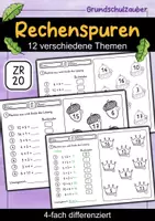 Vorschau - Arbeitsblätter - Rechenspuren Materialpaket ZR 20 mit ZÜ - Rechenspur 4-fach differenziert - Deckblatt
