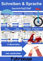 Vorschau - Arbeitsblätter - Materialpaket Schreiben und Sprache Thema Fahrzeuge - DaZ/DaF, Deutsch - Deckblatt