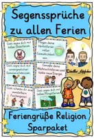 Vorschau - Mal- und Bastelvorlagen - Ferien Segen - Religion Feriengrüße Segenssprüche MATERIALPAKET - Deckblatt
