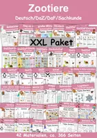 Vorschau - Mal- und Bastelvorlagen - Materialpaket Zootiere XXL Paket Wortschatzpaket - DaZ/DaF, Deutsch, Sachunterricht (Grundschule) - Deckblatt