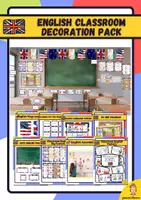 Vista previa - Manualidades / Dibujos para colorear - Decoración aula Inglés - English classroom decoration pack - Portada