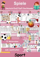 Vorschau - Arbeitsblätter - Materialpaket Spiele Sport/Sportarten - DaZ/DaF, Deutsch, Sachunterricht (Grundschule) - Deckblatt
