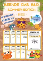 Vorschau - Arbeitsblätter - Beende das Bild SOMMER-Edition BUNDLE Materialpaket / Klasse 1-6 / 10 Vorlagen / differenziert - Deckblatt