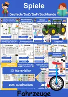 Vorschau - Arbeitsblätter - Materialpaket Spiele Fahrzeuge - DaZ/DaF, Deutsch, Sachunterricht (Grundschule) - Deckblatt