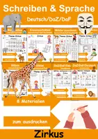 Vorschau - Arbeitsblätter - Materialpaket Schreiben und Sprache Thema Zirkus - DaZ/DaF, Deutsch - Deckblatt