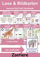 Vorschau - Arbeitsblätter - Materialpaket Zootiere / Lesekarten & Bildkarten - DaZ/DaF, Deutsch, Sachunterricht (Grundschule) - Deckblatt