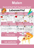 Vorschau - Arbeitsblätter - Materialpaket Lebensmittel Malen - DaZ/DaF/Kunst/Deutsch/Sachunterricht - Deckblatt