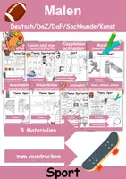 Vorschau - Arbeitsblätter - Materialpaket Sport/Sportarten Malen - DaZ/DaF/Kunst/Deutsch/Sachunterricht - Deckblatt