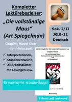 Vorschau - Unterrichtsreihen - Sparpaket: "Maus" von Spiegelman, vollständige Unterrichtsreihe, alle Materialien (Arbeitsblätter, Lösungen, Verläufe ect.) - Deckblatt