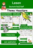 Vorschau - Arbeitsblätter - Materialpaket Lesen Haustiere - DaZ/DaF, Deutsch, Sachunterricht - Deckblatt