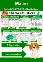 Vorschau - Arbeitsblätter - Materialpaket Haustiere Malen - DaZ/DaF/Kunst/Deutsch/Sachunterricht - Deckblatt
