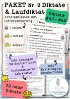 Vorschau - Spiele - XXL PAKET 20 Laufdiktate und 5-Minuten-Diktate mit Differenzierung (#41 - #60) FrauCuppaTea - Deckblatt