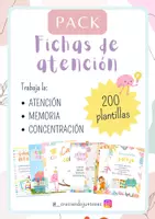 Vista previa - Hojas de trabajo - Pack de Fichas de Atención y Memoria - Portada