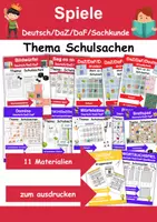 Vorschau - Arbeitsblätter - Materialpaket Spiele Schulsachen - DaZ/DaF, Deutsch, Sachunterricht (Grundschule) - Deckblatt